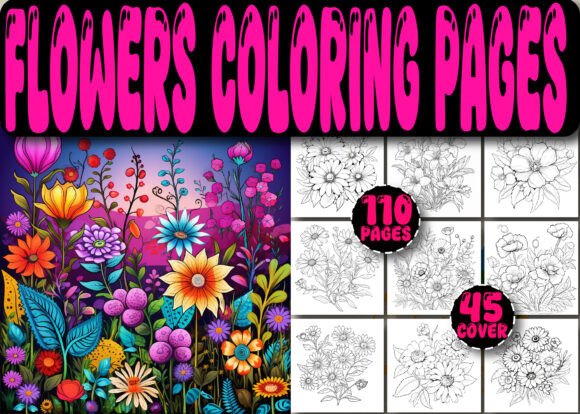 110 Flowers Coloring Pages Graphics