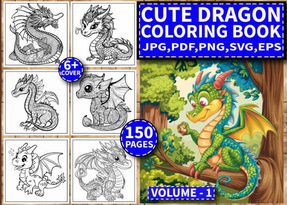 150 Cute Dragon Coloring Pages: Graphics & Coloring Pages