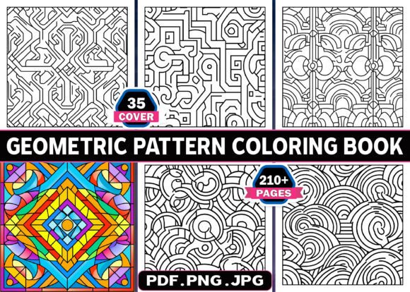 210 Geometric Pattern Coloring Pages KDP Graphics