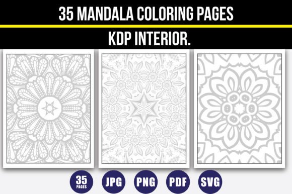 35 Mandala Coloring Pages KDP Interior Graphics