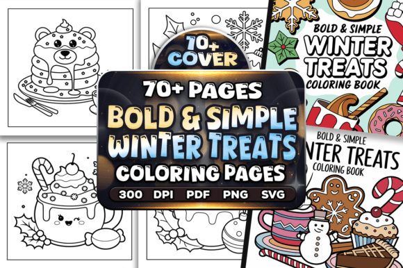 70 Winter Treats Coloring Pages Bundle Graphics