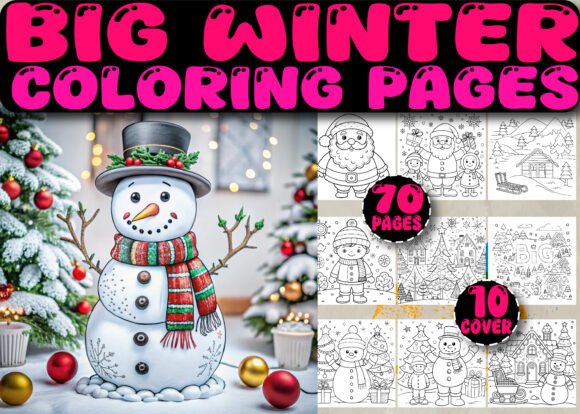 BIG WINTER COLORING PAGES Kdp Interior: Graphics & Coloring Pages