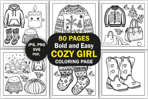 Bold and Easy Cozy Girl Coloring Pages