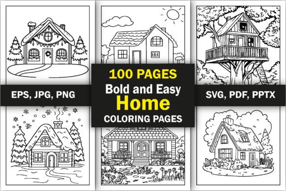 Bold and Easy Home Coloring Pages Graphics