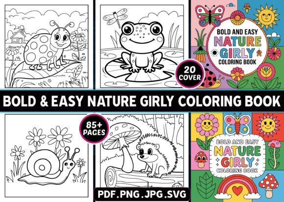 Bold and Easy Nature Girly Coloring Pages Graphics