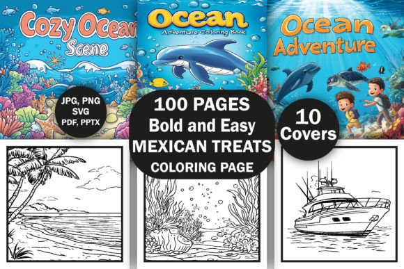Bold and Easy Ocean Scene Coloring Pages Graphics