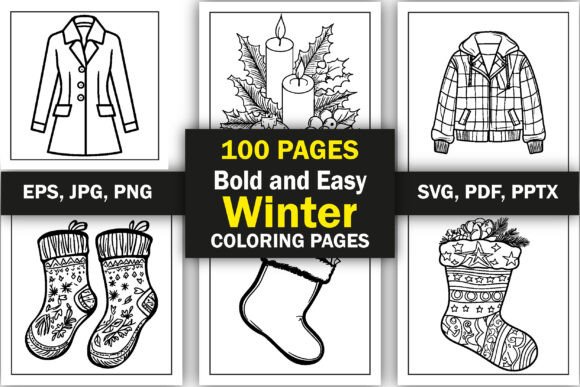 Bold Easy Christmas Winter Coloring Pages Graphics