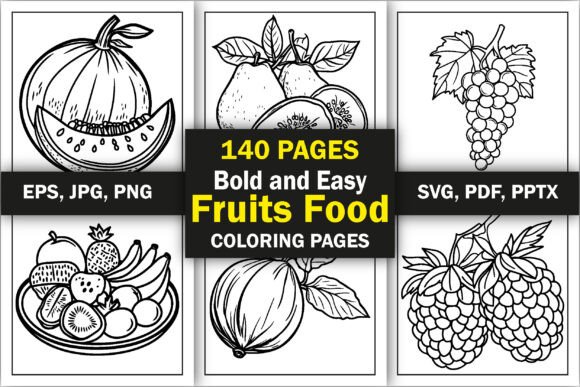 Bold Easy Fruits Food Coloring Pages Graphics