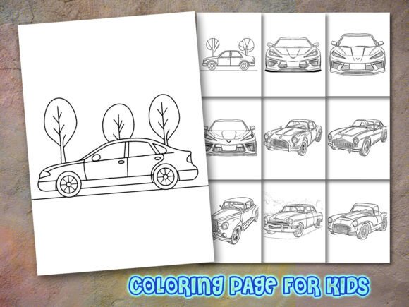 Car Coloring Pages Graphics for Digital Sellers