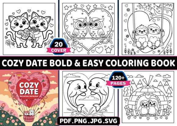 Cozy Date Bold & Easy Coloring Pages Graphics