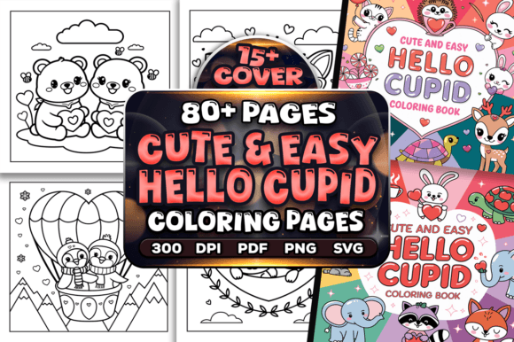 Cute and Easy Hello Cupid Coloring Pages Graphics