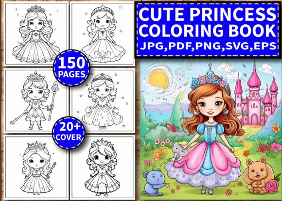 Cute Princess Coloring Pages Graphics