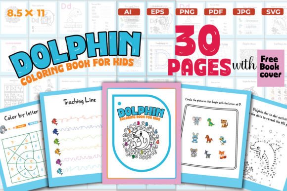 Dolphin Kindergarten Book: Coloring Pages & Graphics