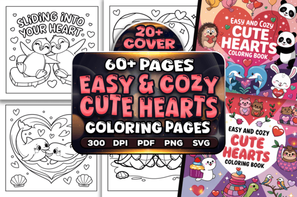 Easy and Cozy Cute Hearts Coloring Pages Graphics