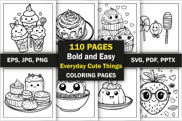 Easy Everyday Cute Things Coloring Pages Graphics