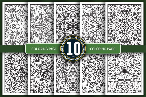 Flower Mandala Coloring Pages & Graphics Bundle