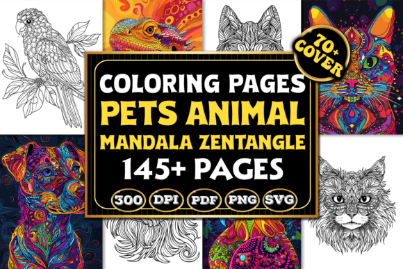 Pets Animal Mandala Zentangle Coloring Graphics