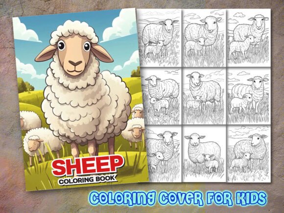 Sheep Coloring Pages and Book Cover Graphics