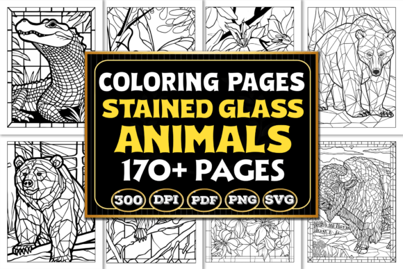Stained Glass Animals Coloring Pages Graphics