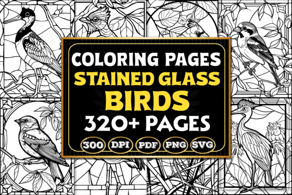 Stained Glass Birds Coloring Pages: Graphics & Coloring Pages