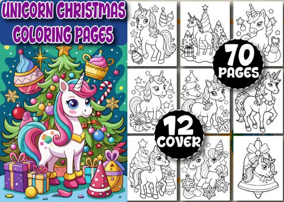 Unicorn Christmas Coloring Pages Graphics